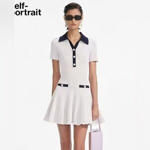 NEW Self-Portrait Pointelle Knit Mini Dress